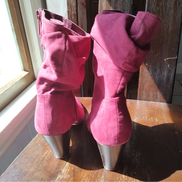 Kaari Blue Kensie calf-high boots in burgundy suede fabric size 9.5. - Picture 5 of 5